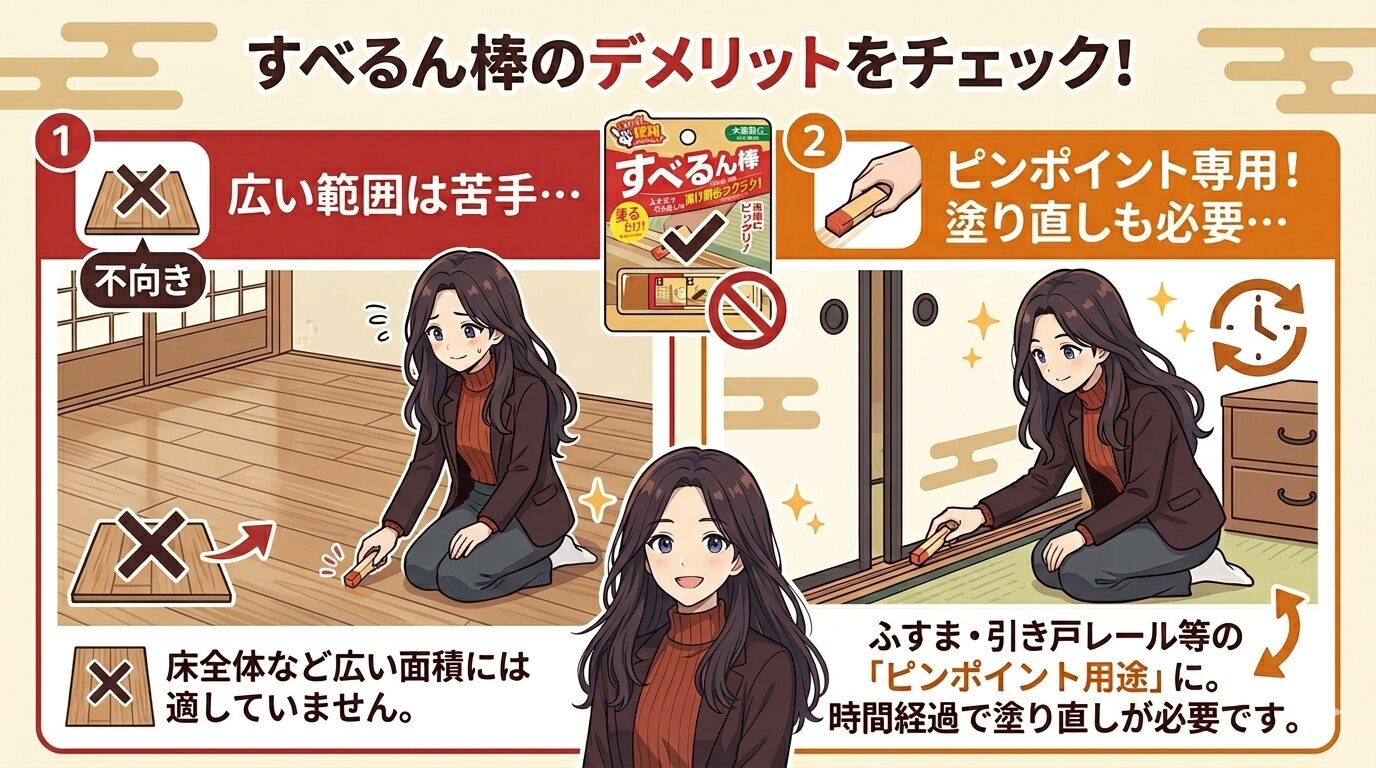 すべるん棒のデメリットイラスト