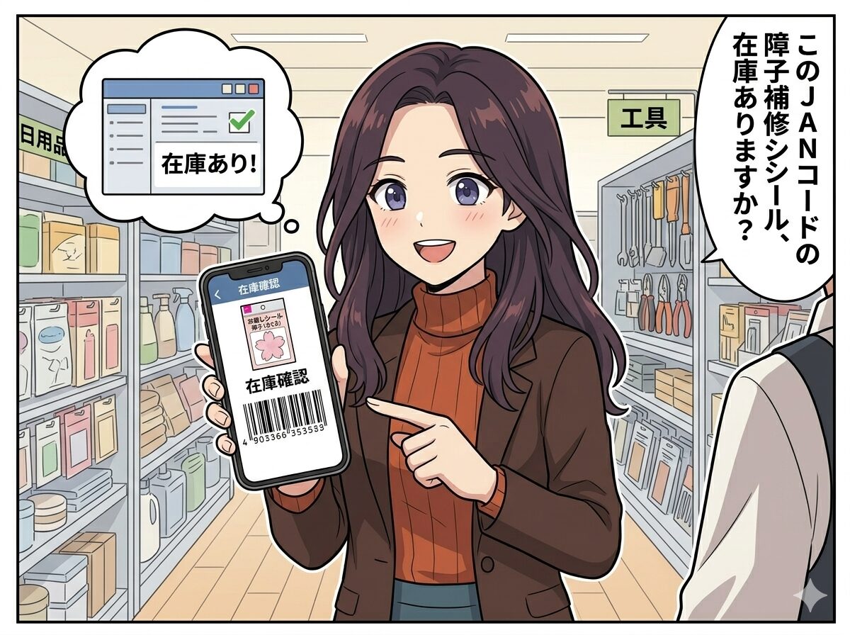 店員さんに商品の場所を聞いているイラスト