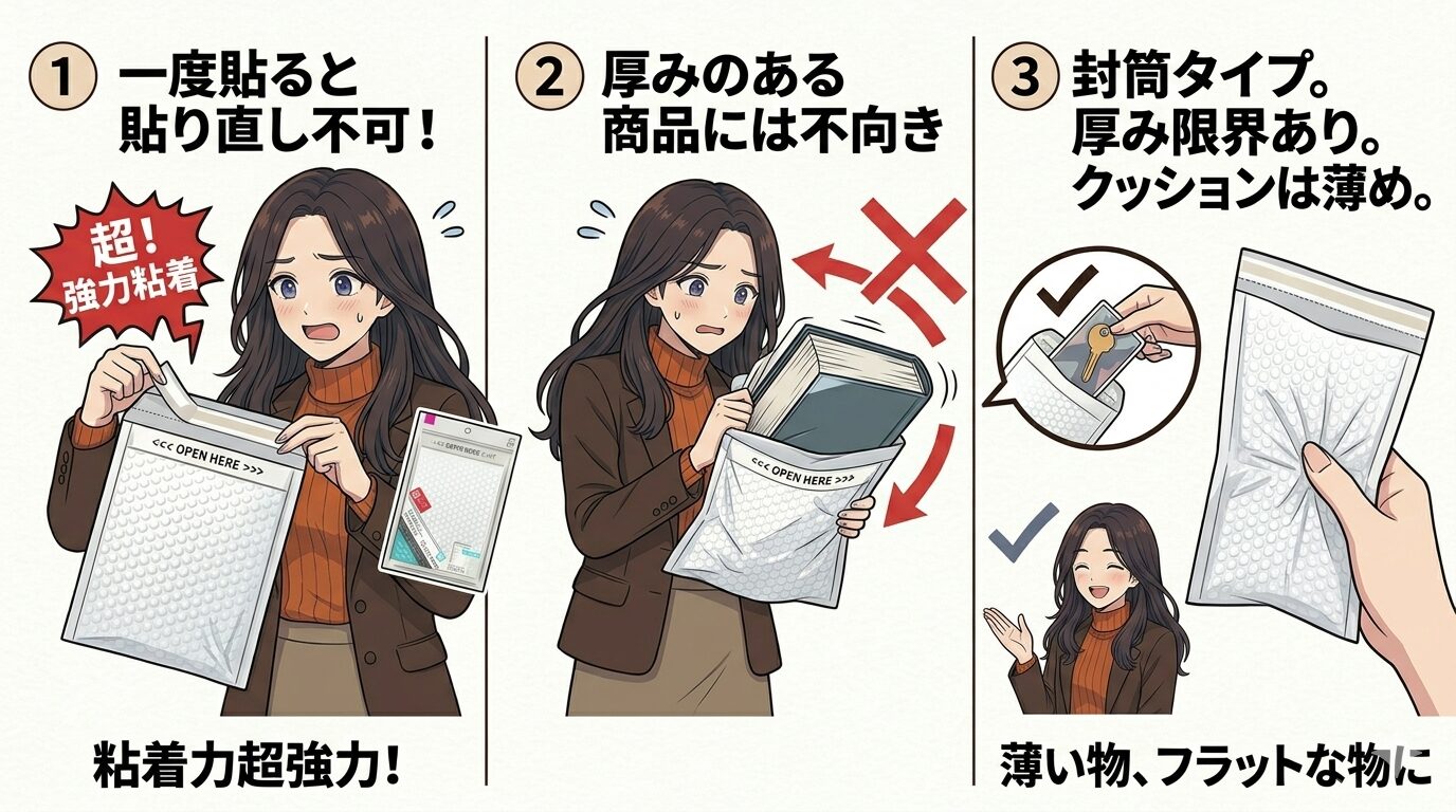 防水ミシン目入テープ付エアクッション封筒のデメリットまとめ 使用前に知っておきたい注意点