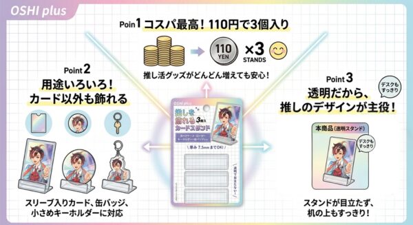 キャンドゥ推し活カードケーススタンド3Pのメリットまとめ