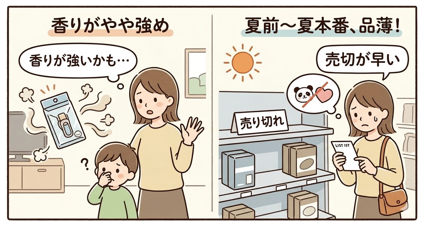 虫除けクリップのデメリットを説明するイラスト